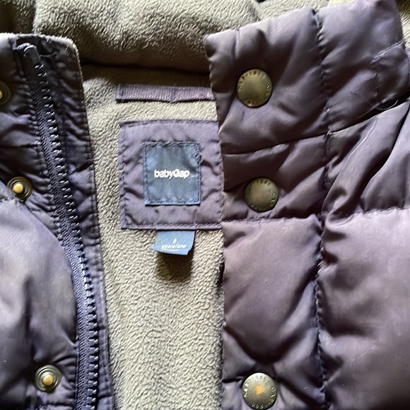 Boys navy and grey winter puffer jacket - Picture 2 of 3